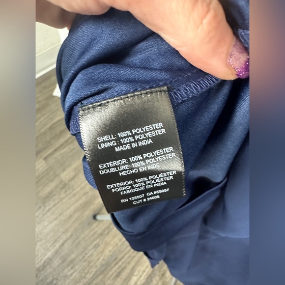 Marina 3/4 Sheer Flare Sleeve Navy Blue Chiffon Dress Size 4 (Small) NWT - Picture 12 of 14